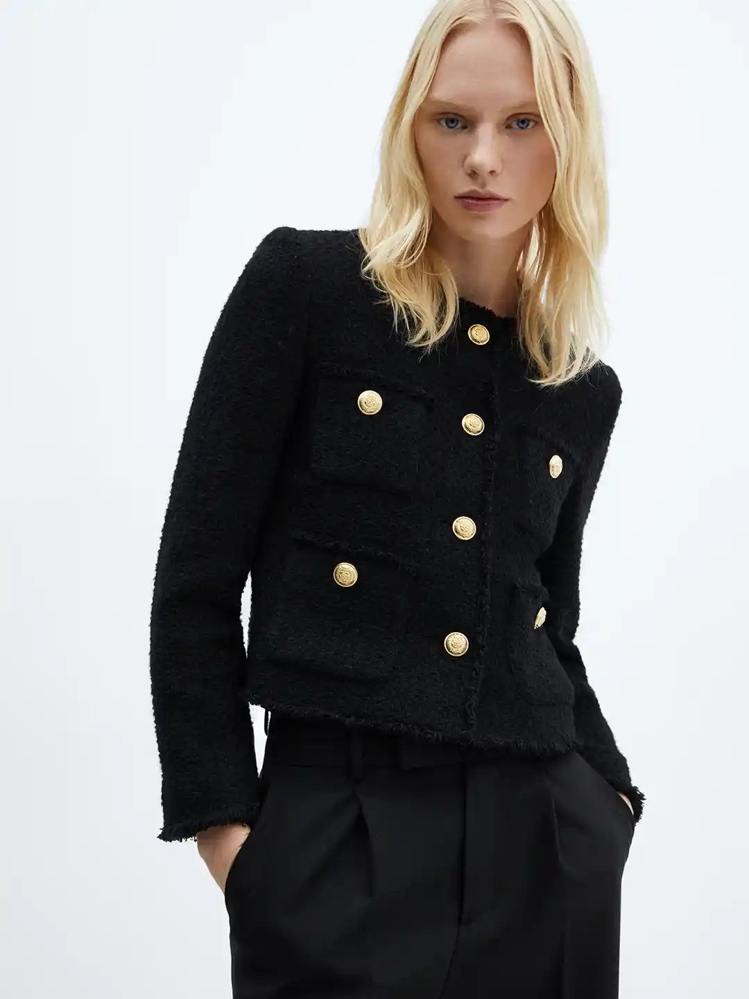 Buy MANGO Pocket Detail Tweed Tailored Jacket Jackets for Women