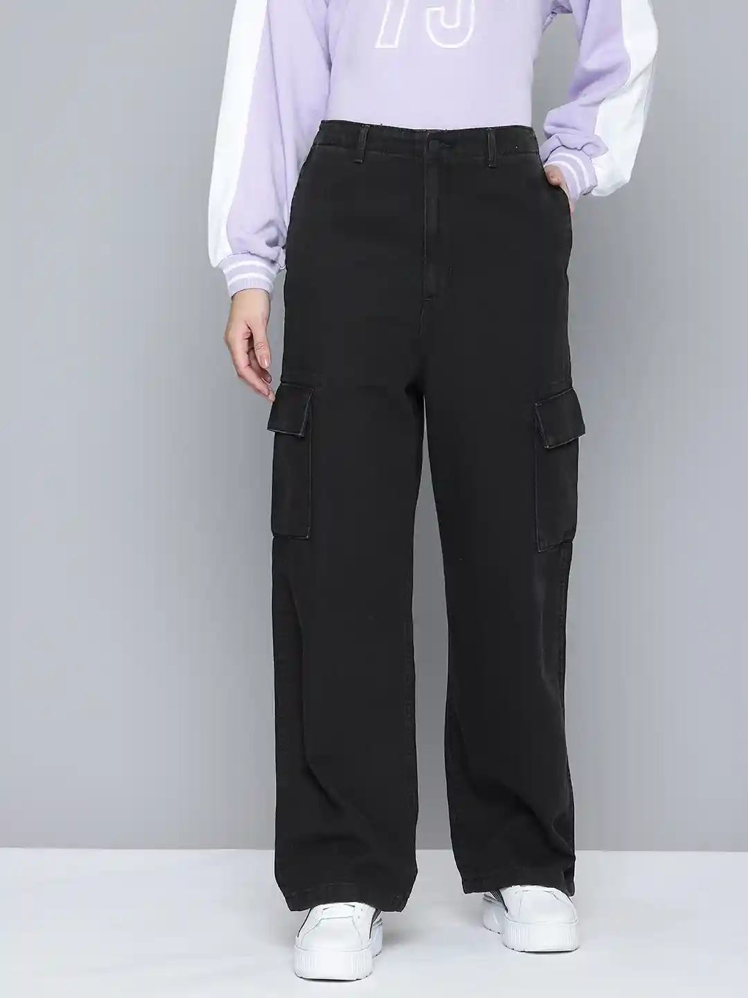 Buy Levis Women Pure Cotton Loose Fit High-Rise Denim Cargos