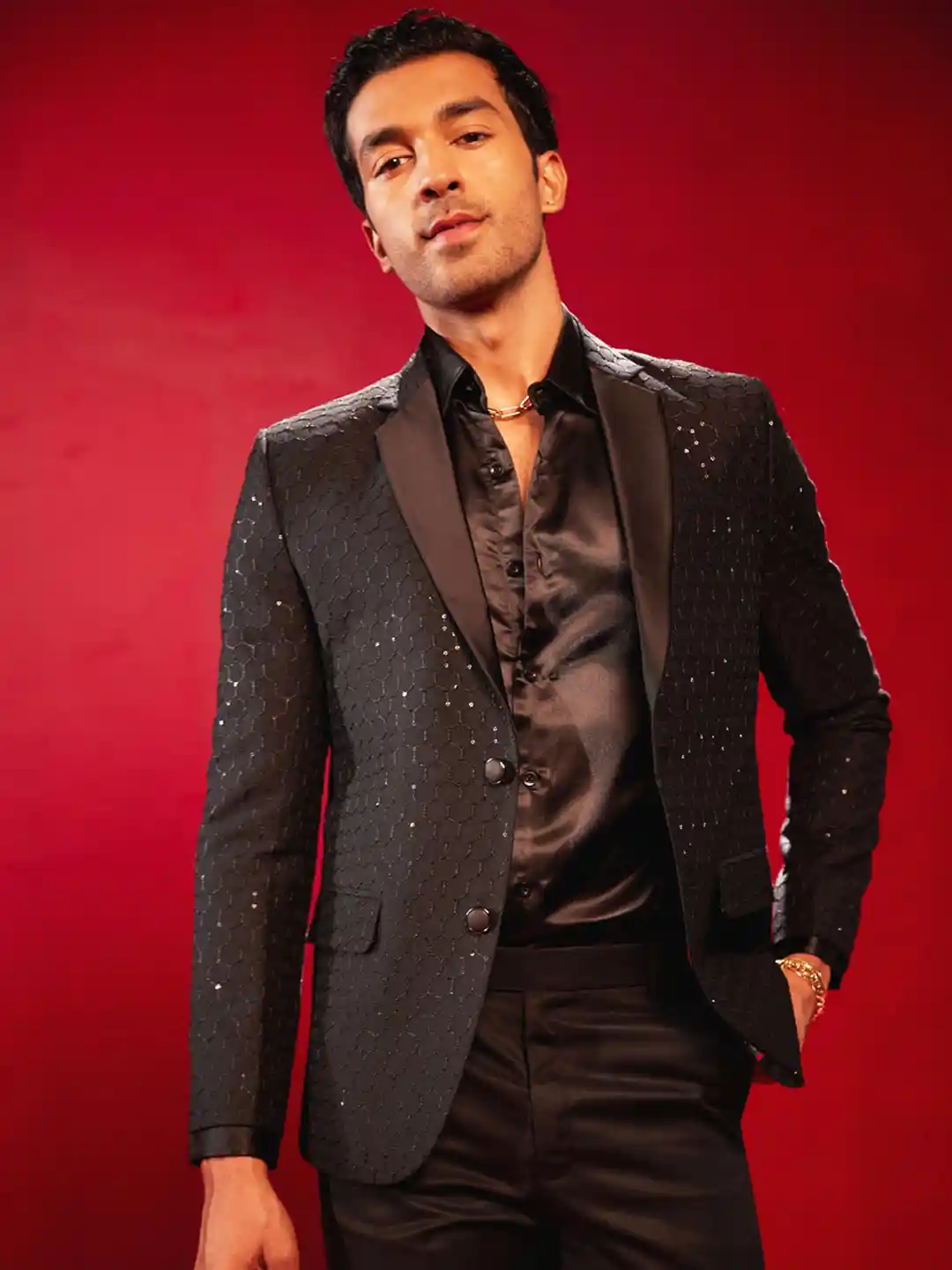 Men Best Place To Buy Cheap Blazers VASTRAMAY Men Embroidered Slim