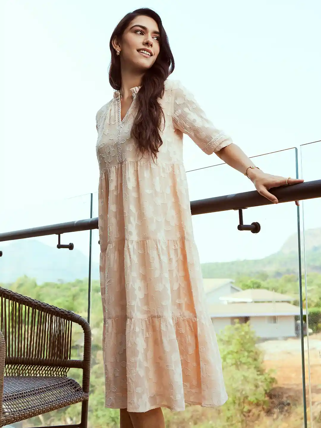 Buy Bombay High Floral Printed Tie-Up Neck Puff Sleeve Chiffon A