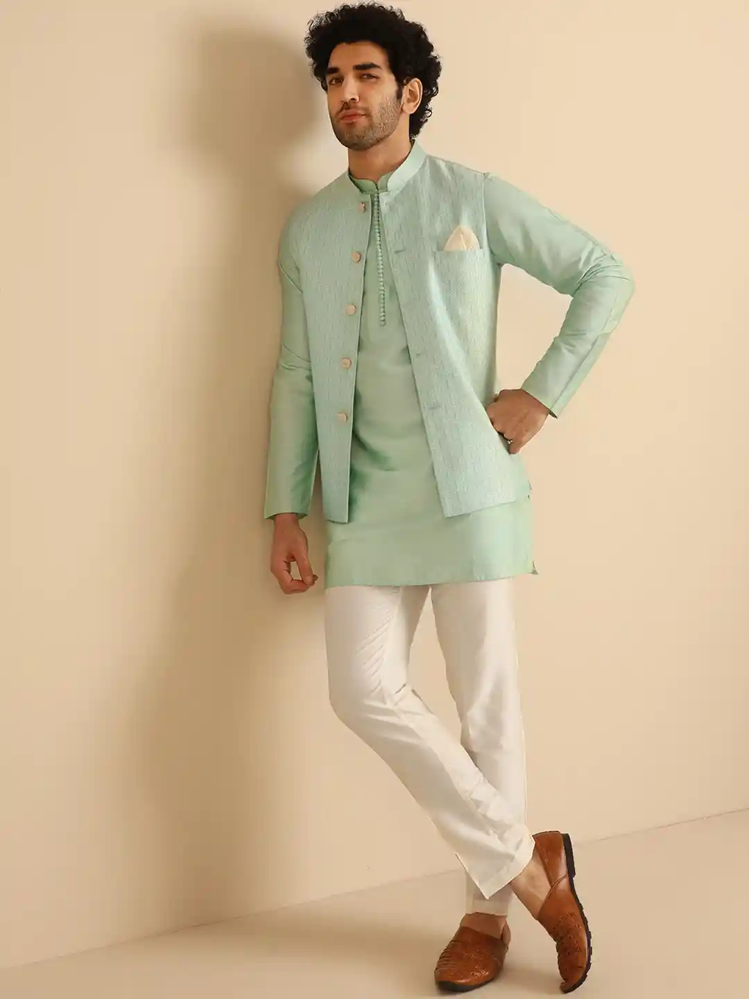 KISAH Woven Design Nehru Jacket