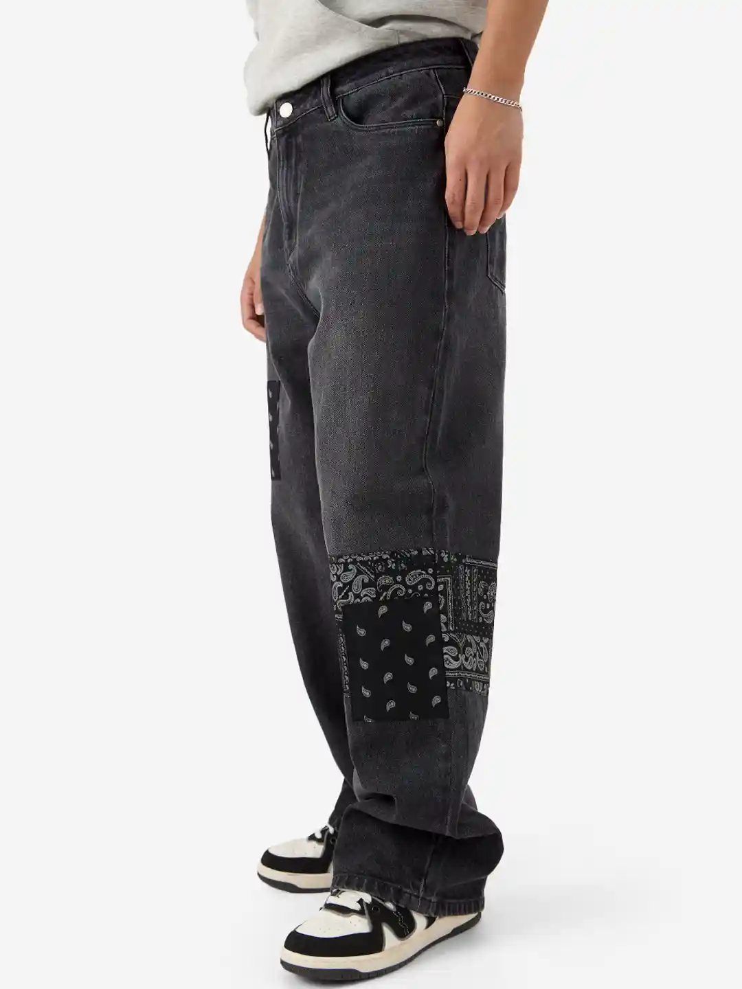 Buy The Souled Store Men Black Bandana Patches Straight Fit Light