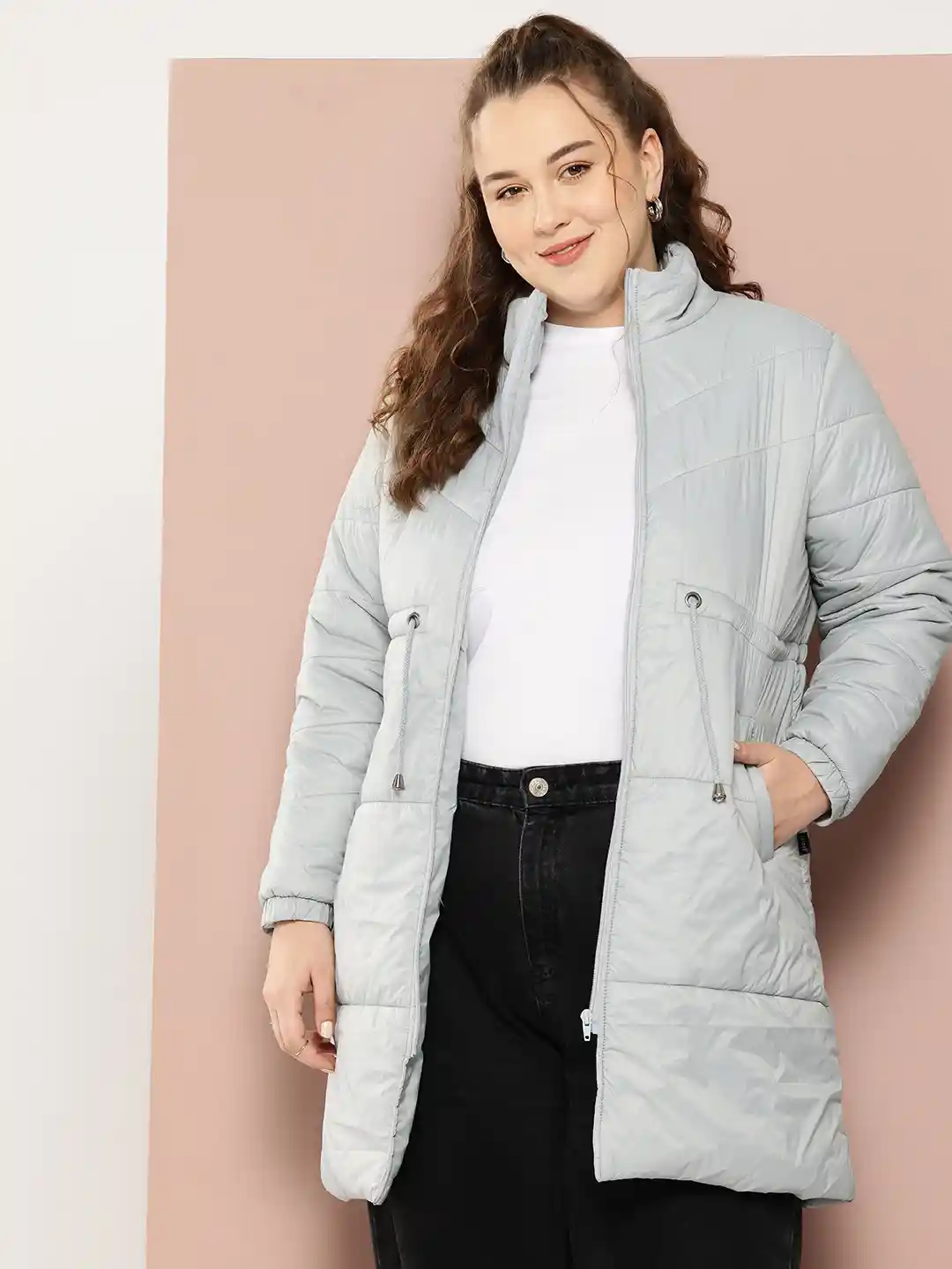Buy Sztori Plus Size Longline Puffer Jacket Jackets for Women