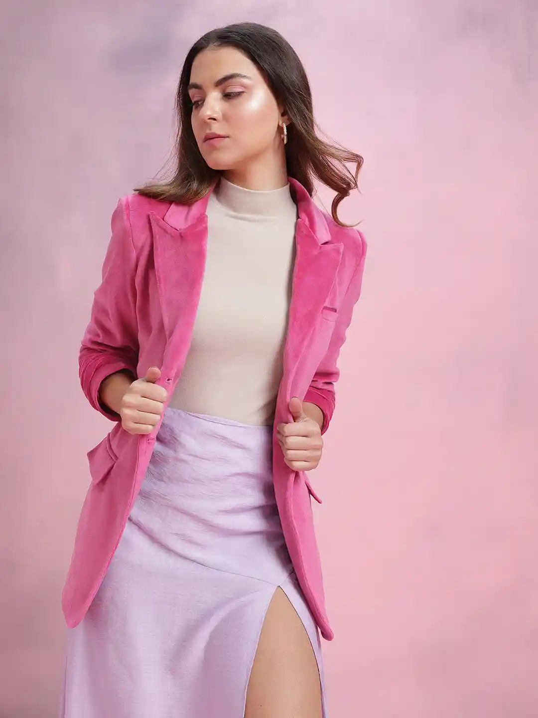 Buy DressBerry Single-Breasted Velvet Finish Blazers Blazers for