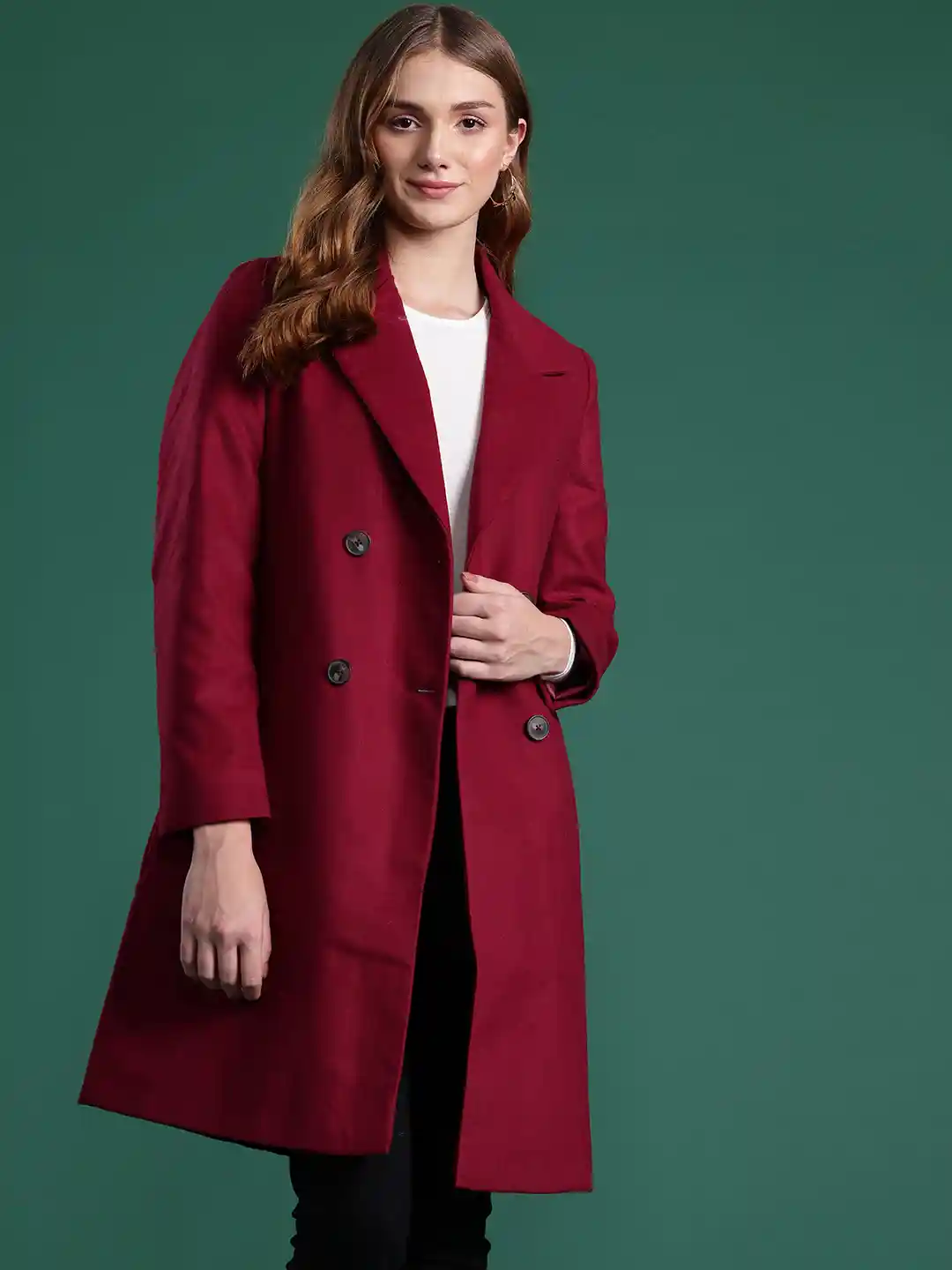 Buy DressBerry Double-Breasted Longline Overcoat Coats for Women