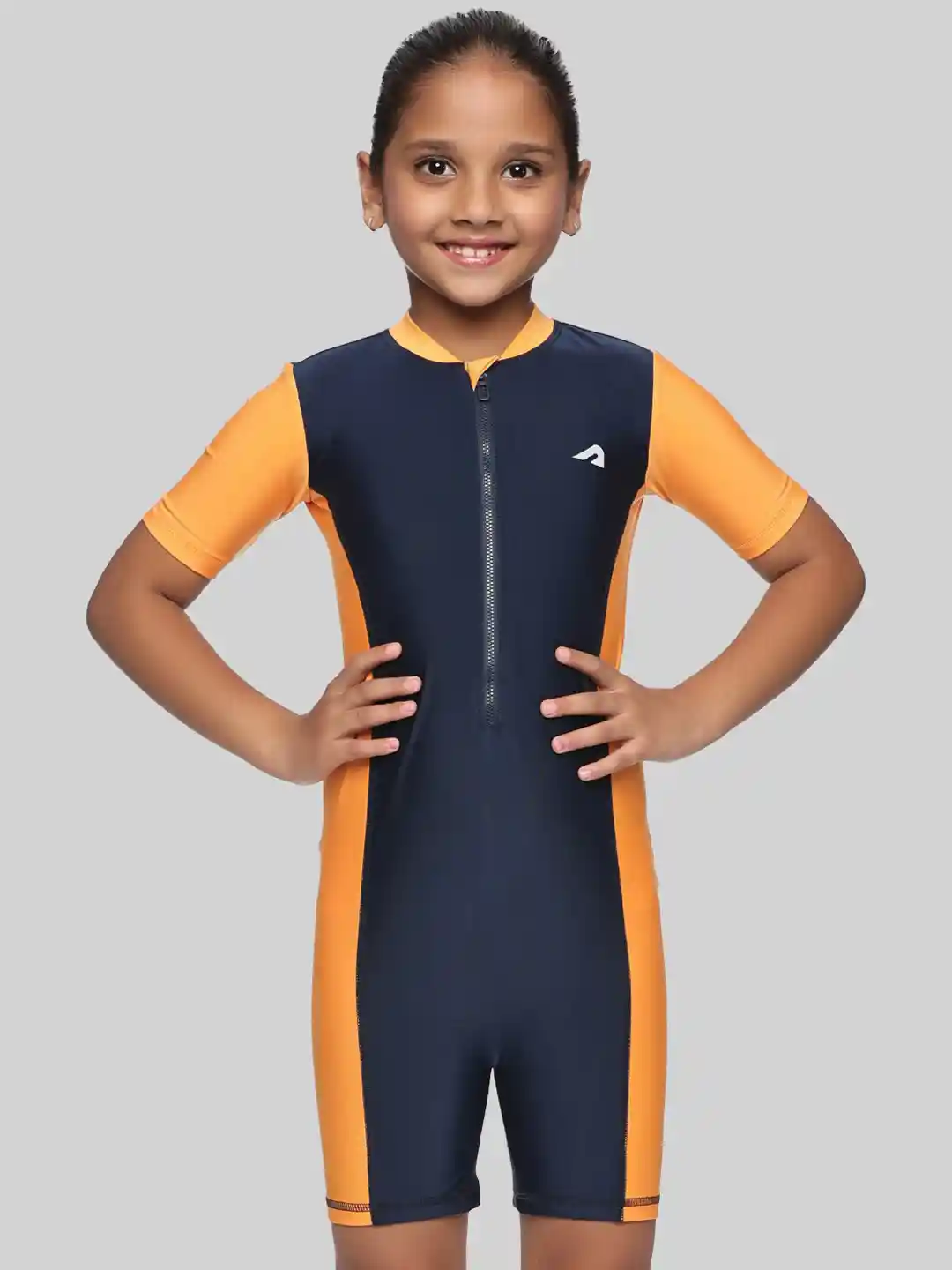Buy BOLDFIT Girls Colourblocked Full Coverage Legsuit Swimwear
