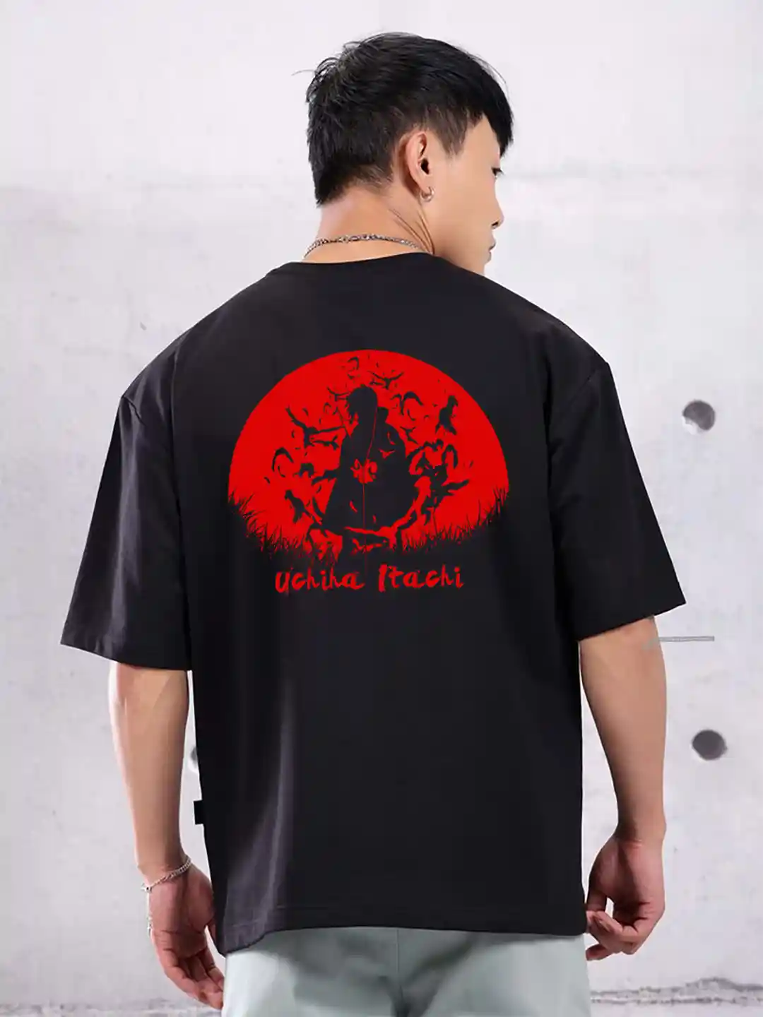 Buy RARESCAPE Uchiha Itachi Graphic Printed Drop-Shoulder Sleeves - Main Image