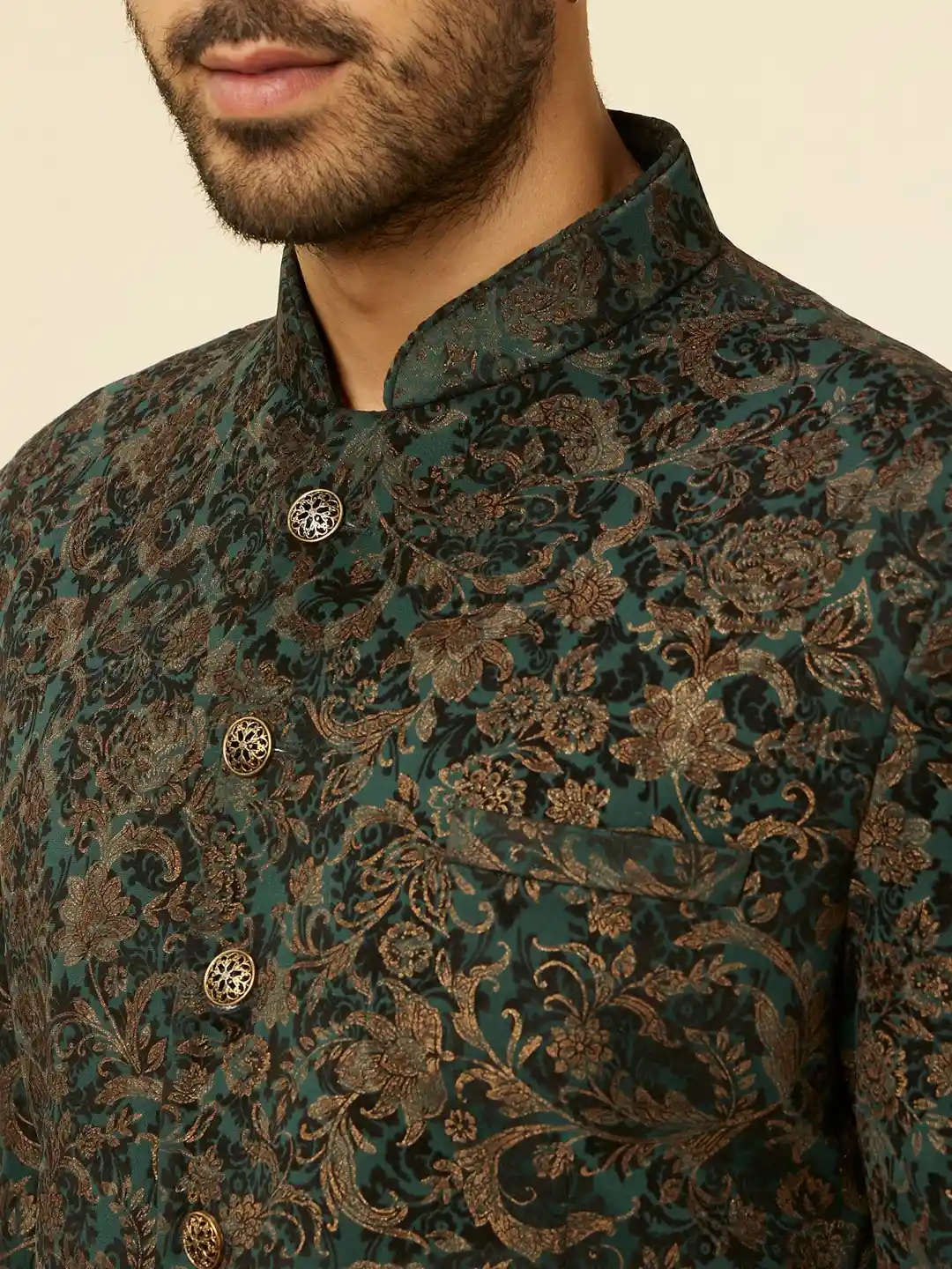 Buy Manyavar Printed Bandhgala Blazer Two-Piece Suit Suits for