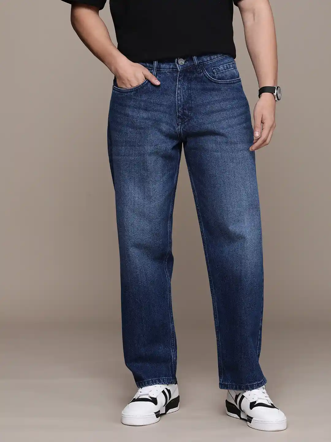 Buy WROGN Men Loose Fit Pure Cotton Light Fade Jeans Jeans for