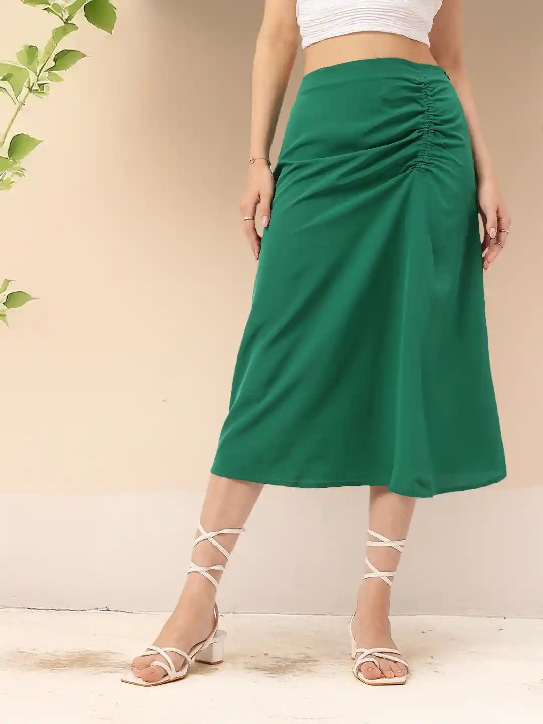 Buy DressBerry Ruched Knee Length A-Line Skirt Skirts for Women