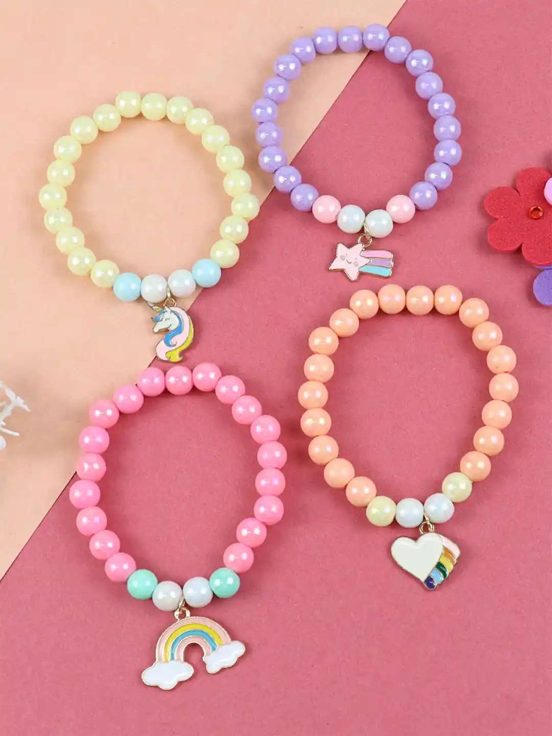 Buy Asthetika Kids Girls Set Of Beaded Charm Bracelet Bracelet