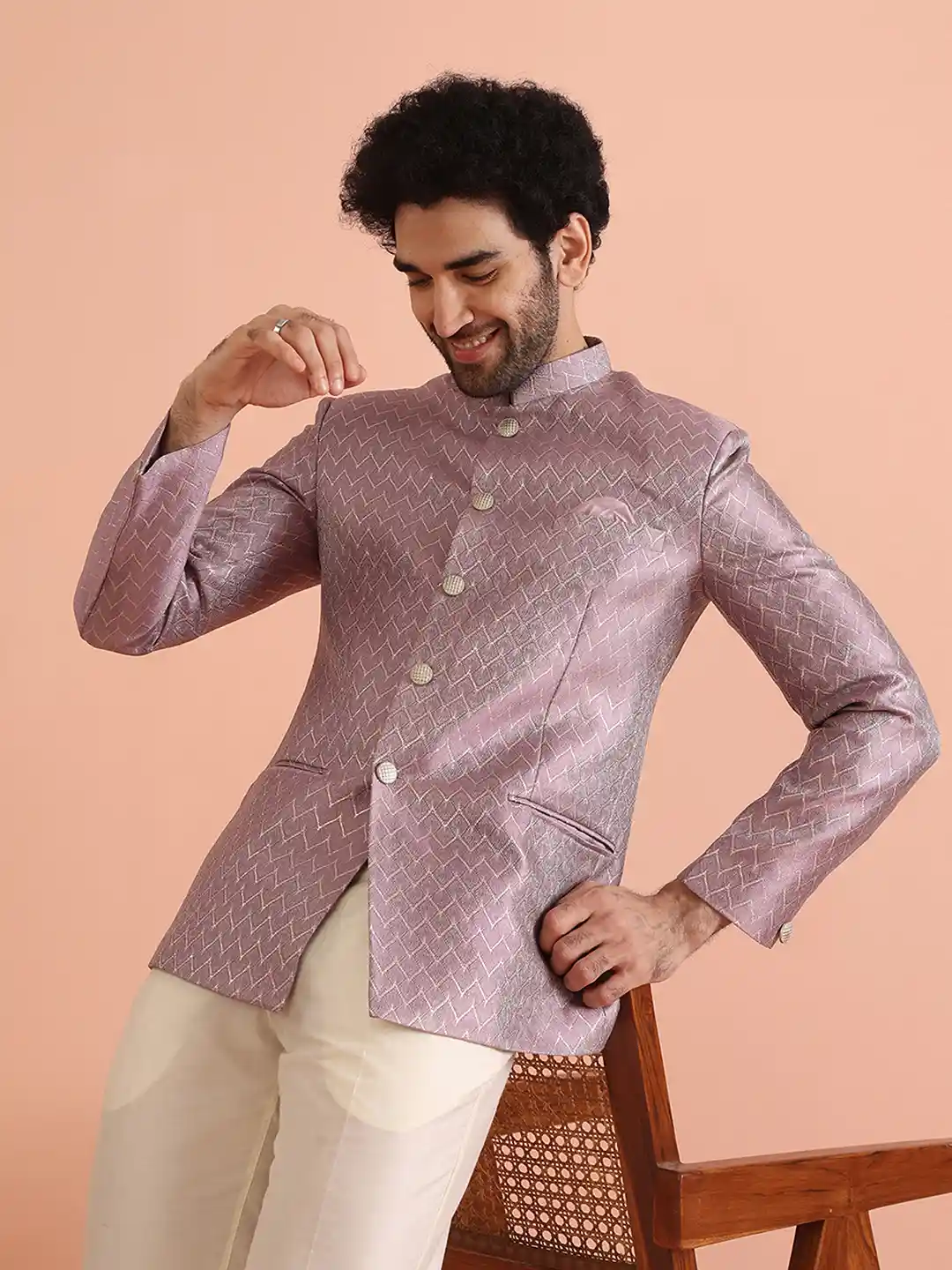 Buy KISAH Men Self Design Jodhpuri Slim Fit Bandhgala Blazer