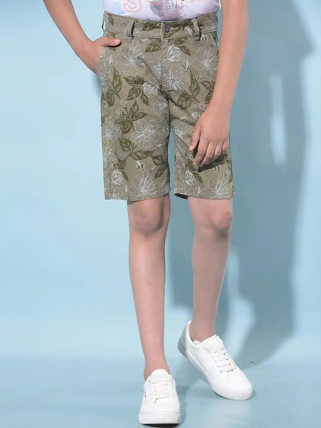 Buy Crimsoune Club Boys Floral Printed Slim Fit Pure Cotton Chino