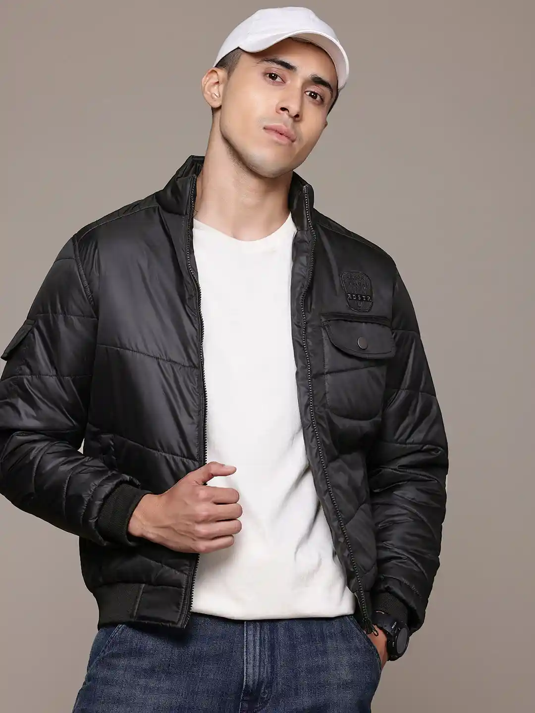 Buy The Roadster Lifestyle Mock Collar Padded Jacket Jackets