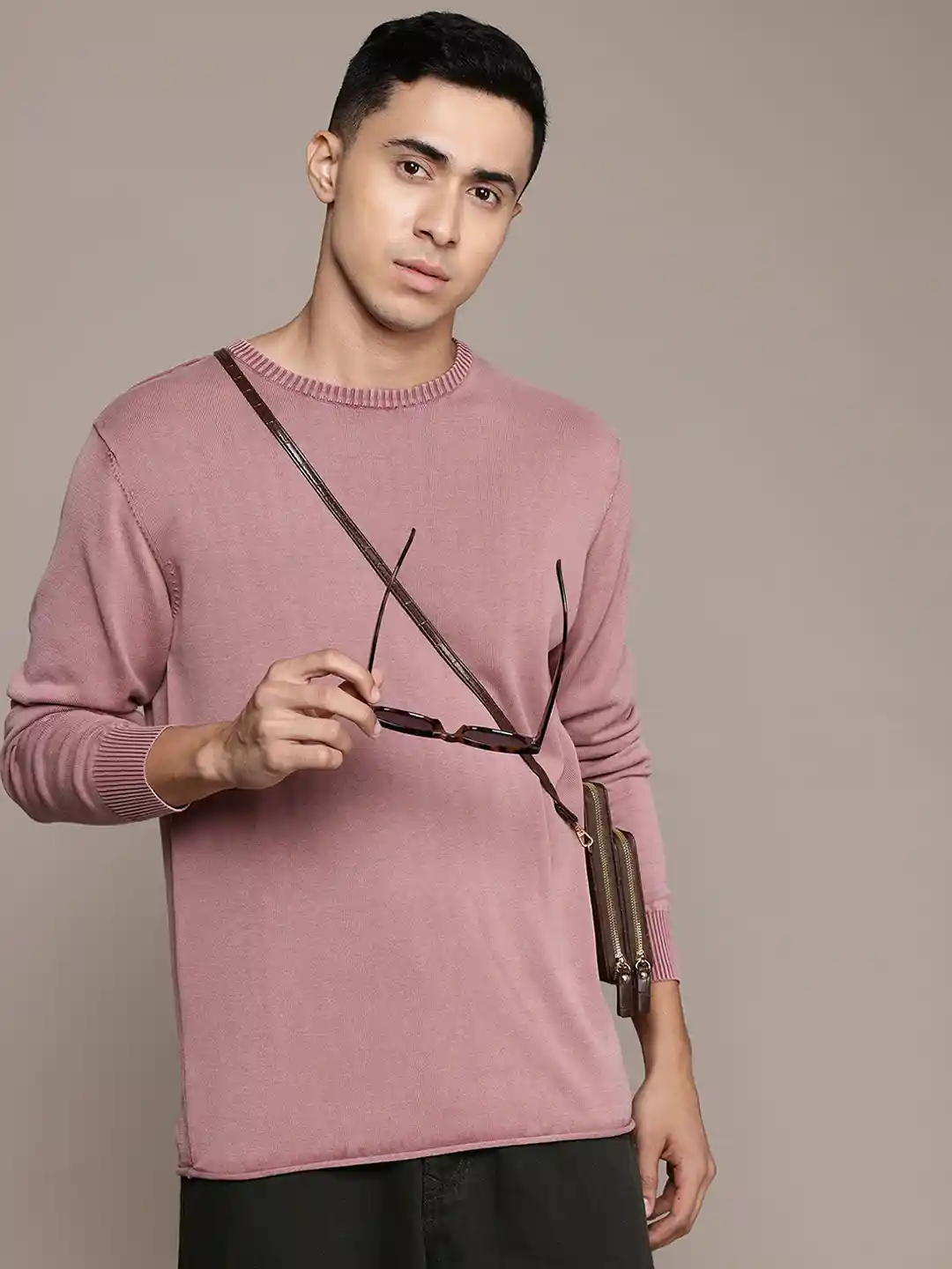 Buy Roadster Round Neck Pure Cotton Longline Sweater Sweaters