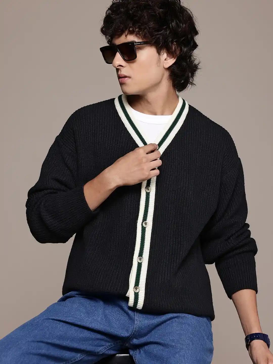 Buy The Roadster Lifestyle Co. Men Acrylic Cardigan - Sweaters for