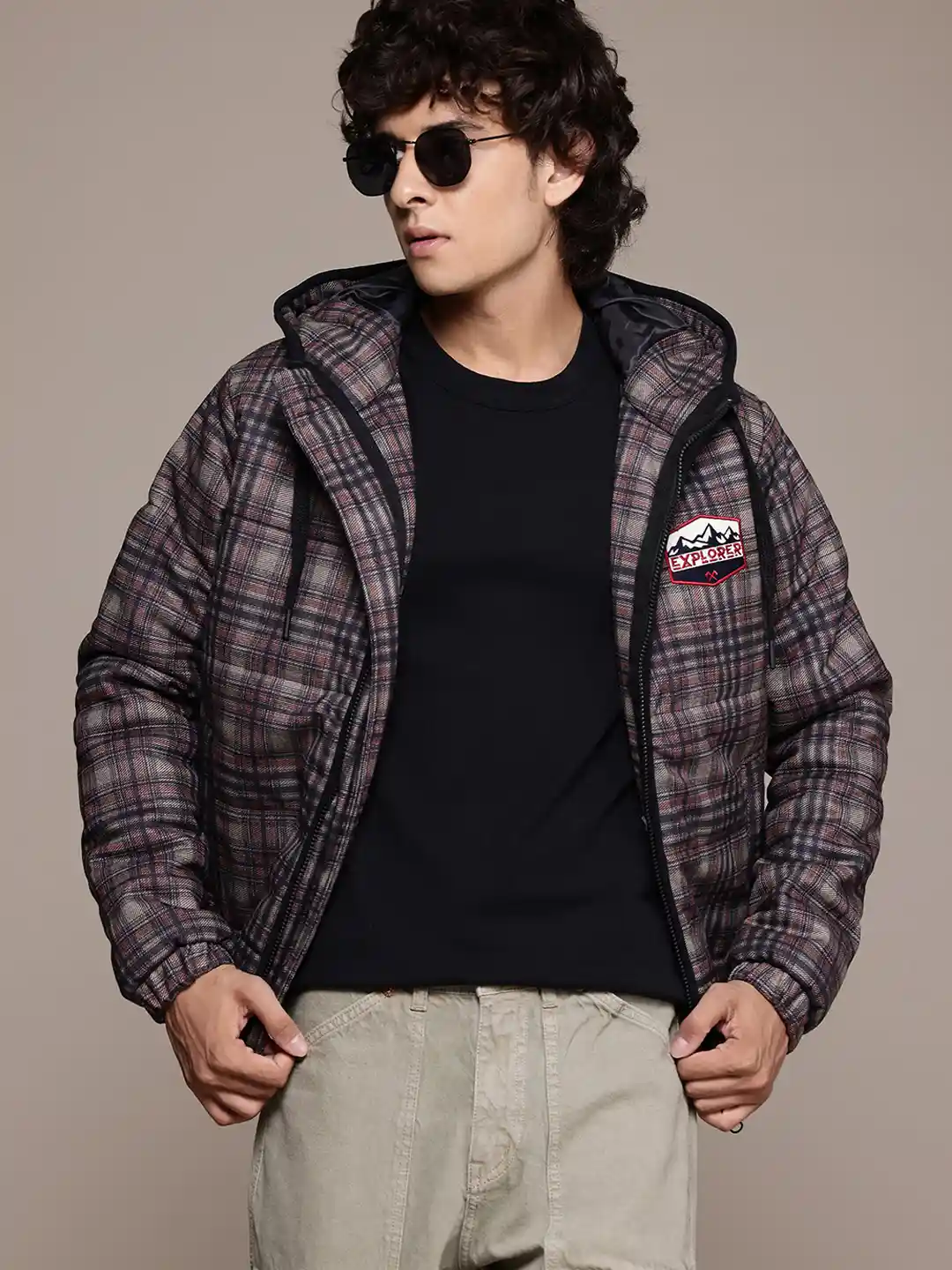 Buy The Roadster Lifestyle Co. Checked Hooded Padded Jacket