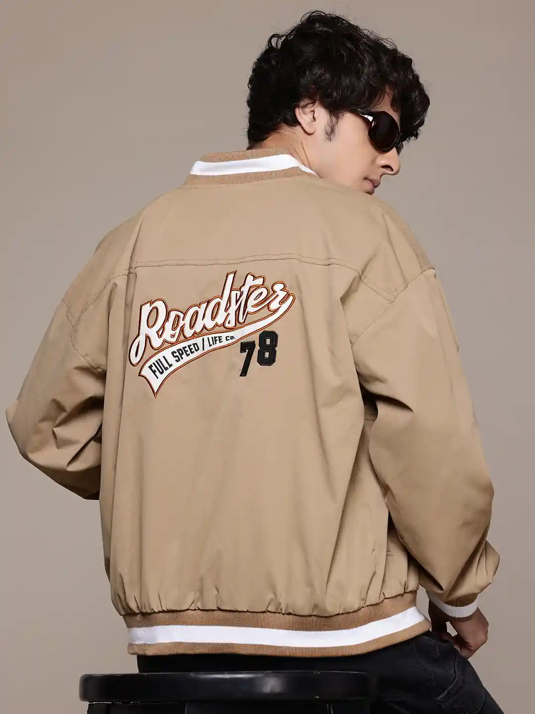 Myntra Men's Printed Bomber Jacket HERE&NOW Men Stand Collar