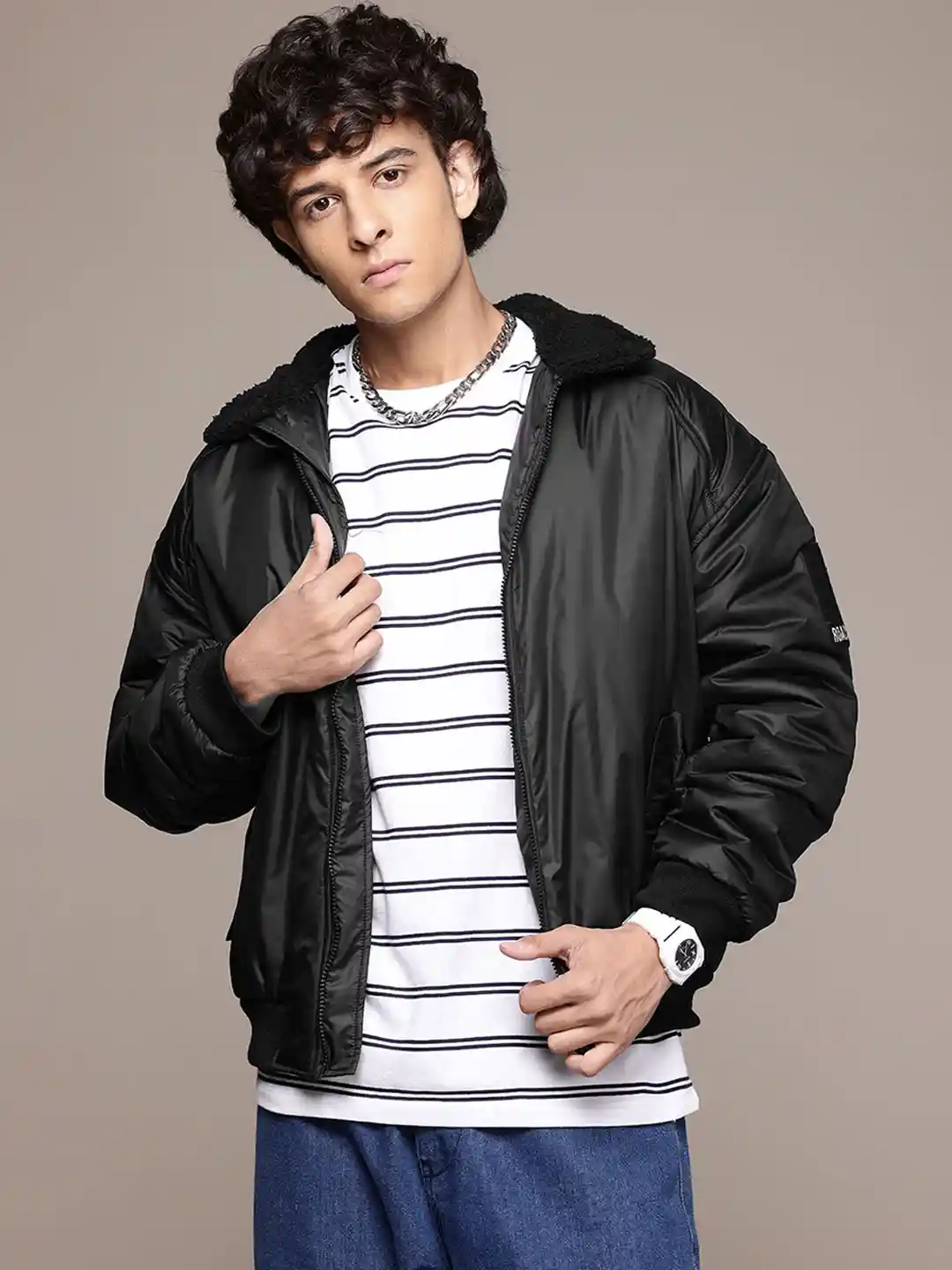 The Roadster Lifestyle Ruched Back Bomber Jacket