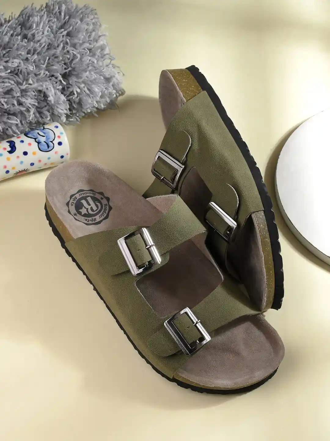 Buy The Roadster Lifestyle Men Green Slip-On Comfort Sandals