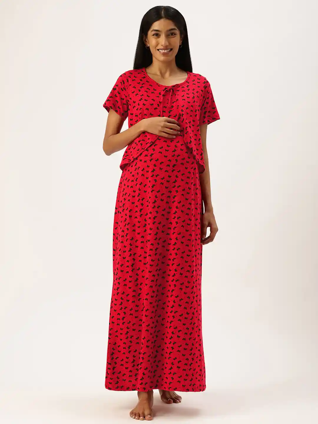 Buy Nejo Printed Pure Cotton Maternity Maxi Nightdress