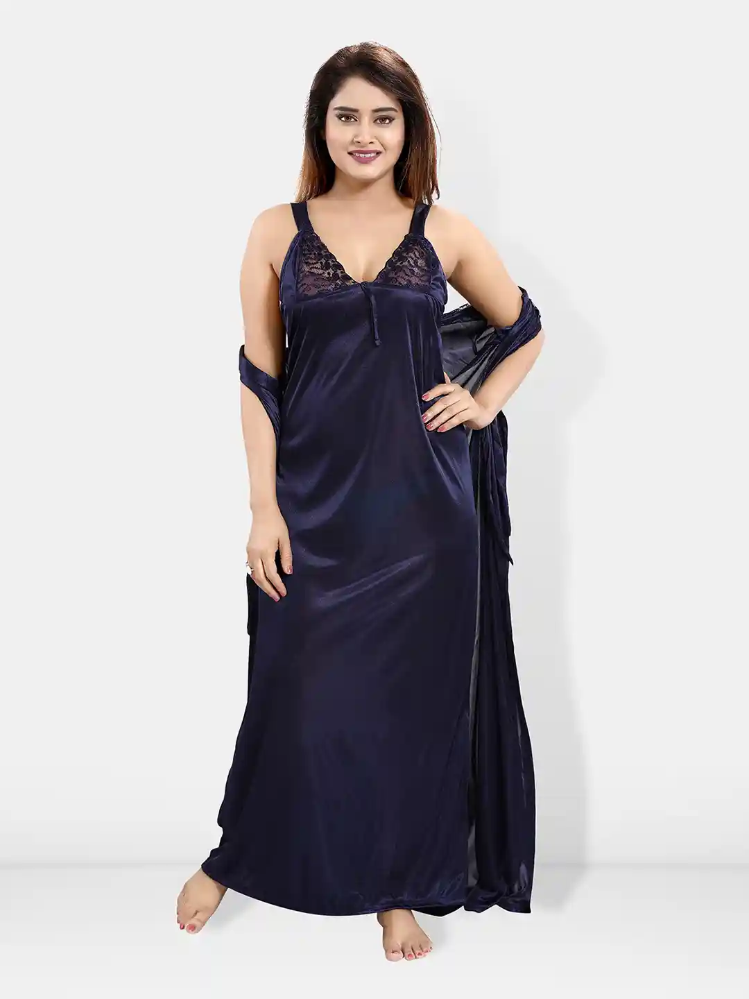 Buy Be You Piece Satin Maxi Nightdress Nightdress for Women