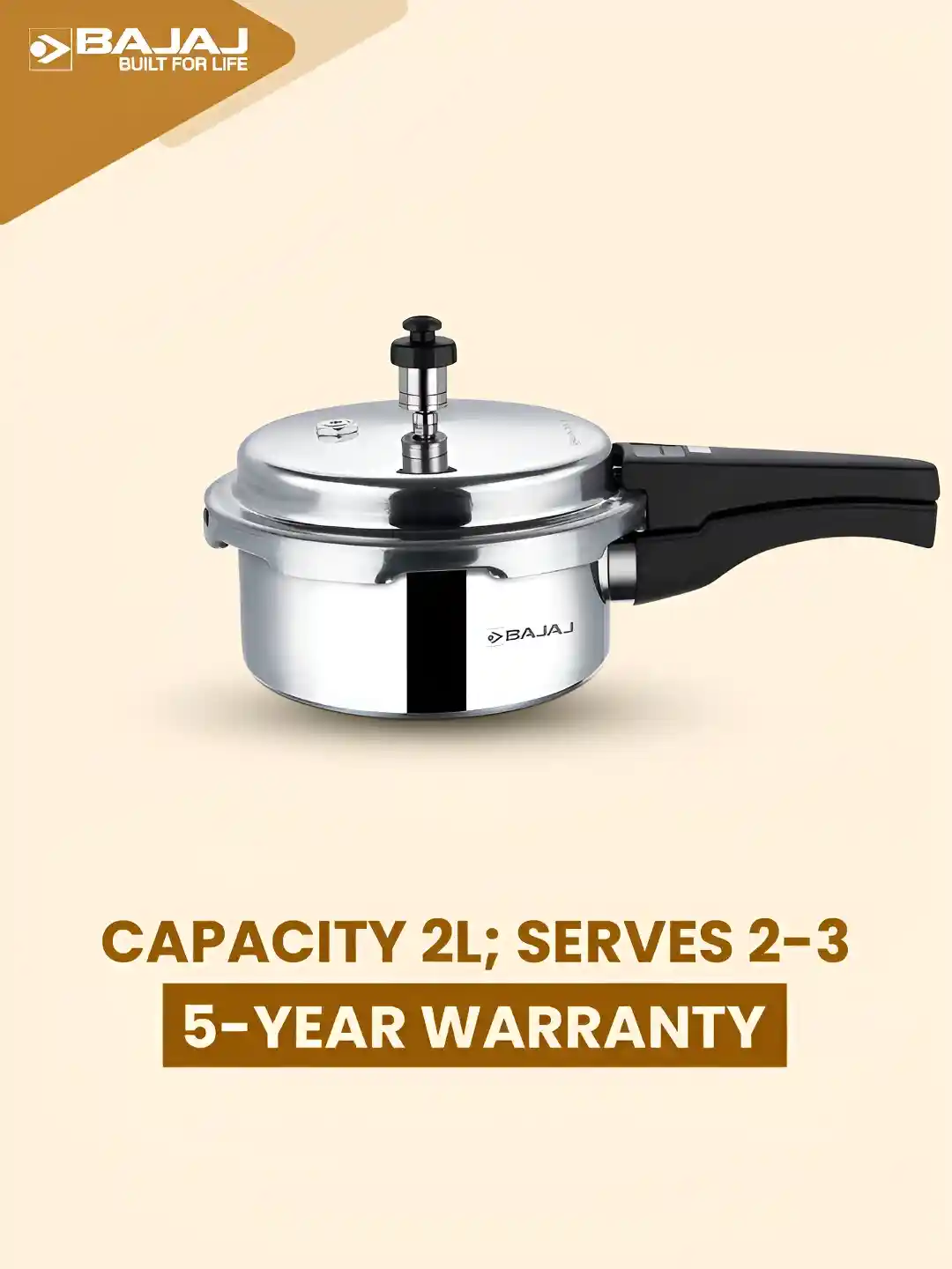 Buy Bajaj Silver Toned PCX 2IB Stainless Steel Pressure Cooker