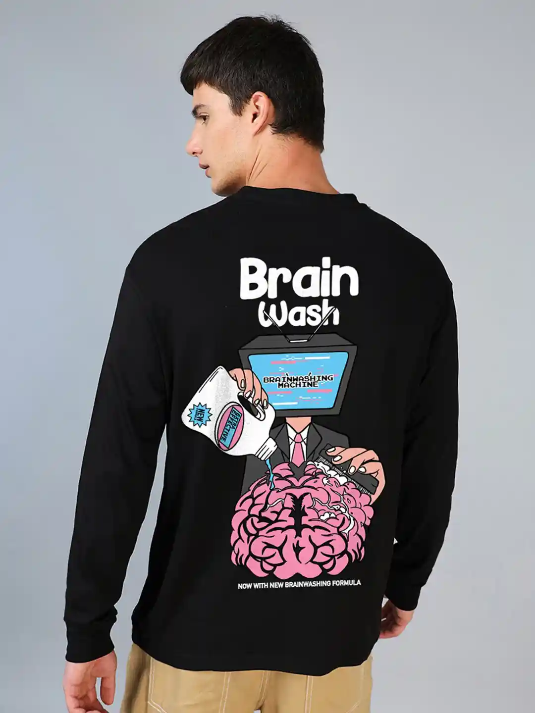 Buy Bewakoof Brain Wash Graphic Printed Drop Shoulder Sleeves Pure