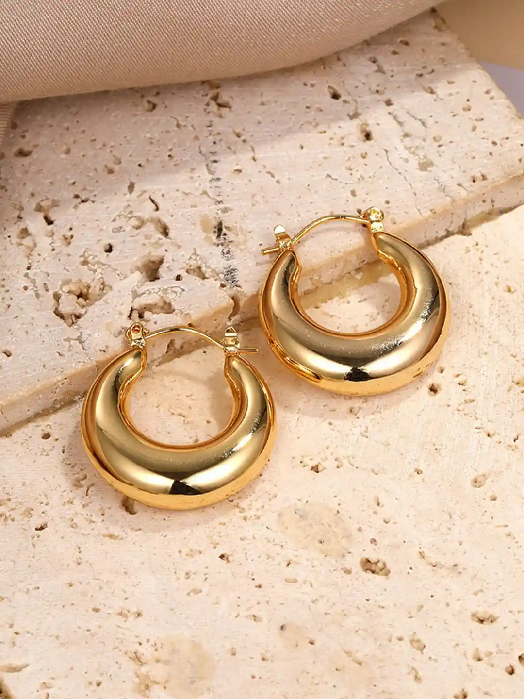 Buy Shining Diva Fashion Gold-Plated Contemporary Hoop Earrings