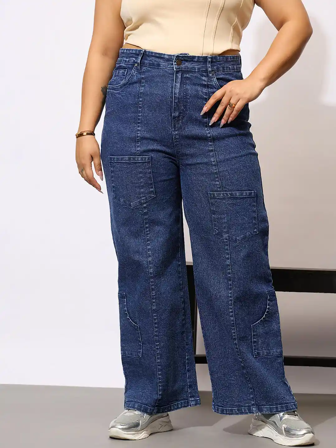 Buy SASSAFRAS Curve Women PLus Size Comfort Acid Wash Clean Look