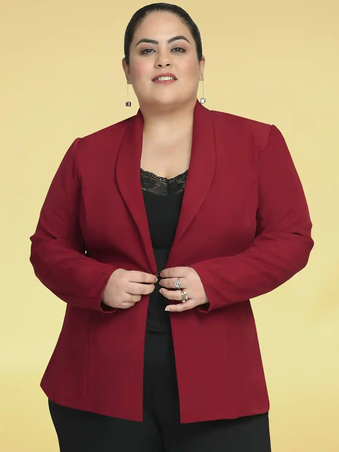 wild U Plus Size Front Open Peplum Formal Blazer