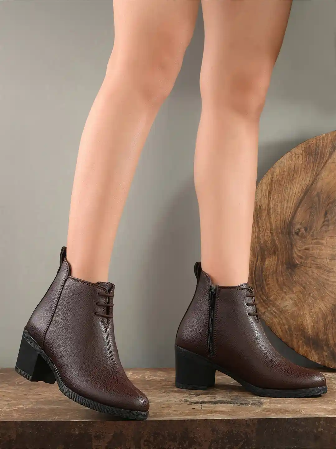 Layasa Women Round Toe Block Heeled Boots