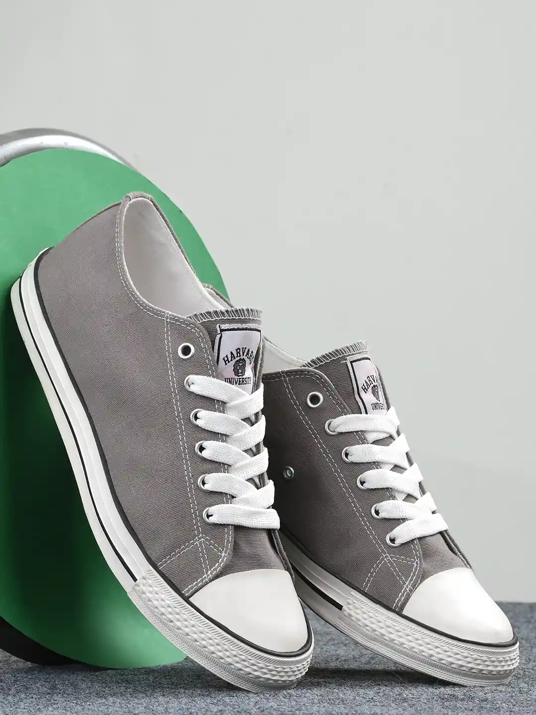 Buy Harvard Men Grey Round Toe Lightweight Canvas Sneakers