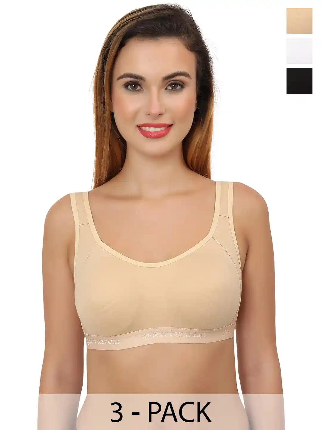 Buy Glamoras Pack Of Non Padded Full Coverage Workout Bras With - Main Image