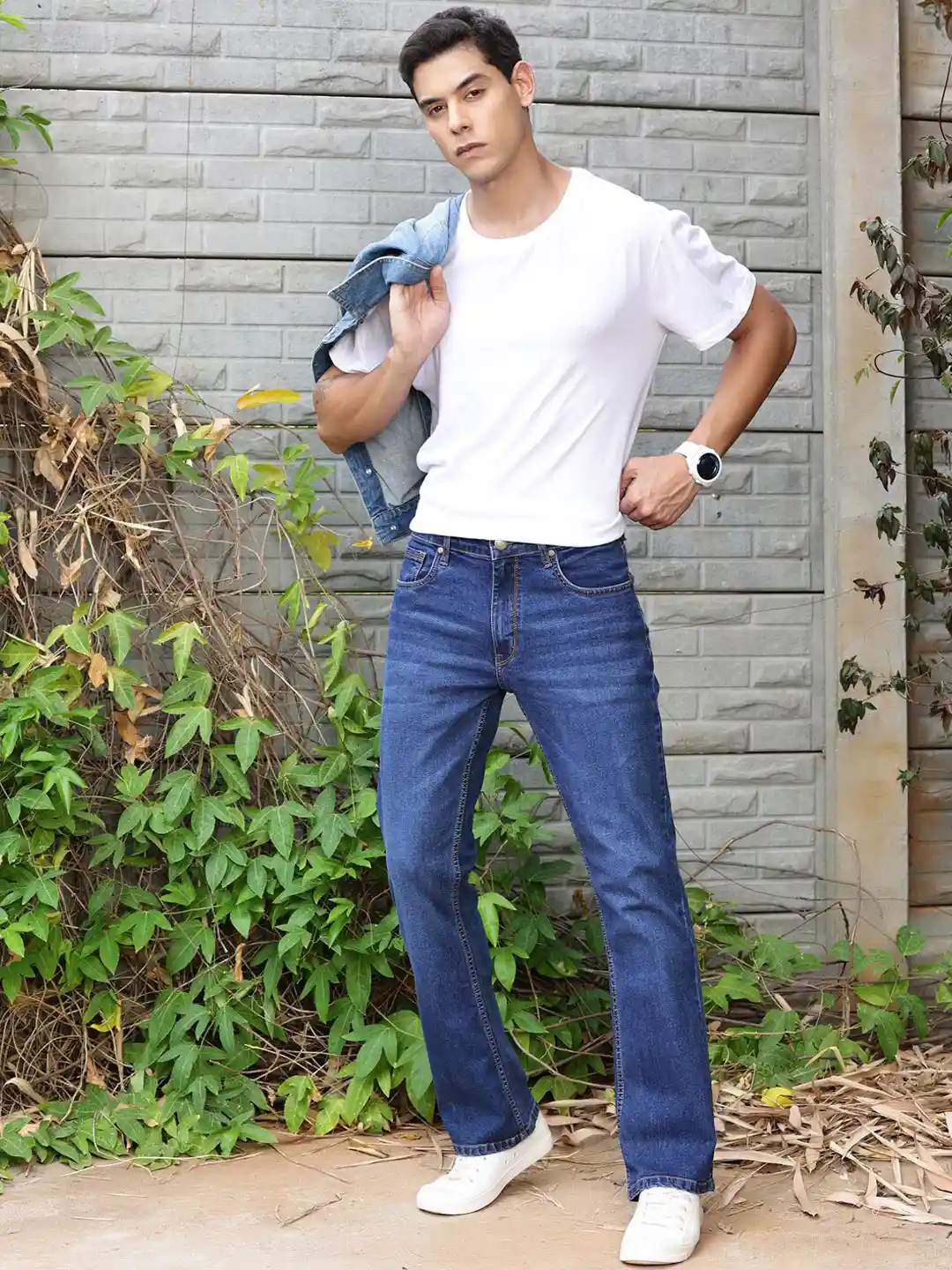 Buy Mast Harbour Blue Men Smart Bootcut Clean Look Light Fade