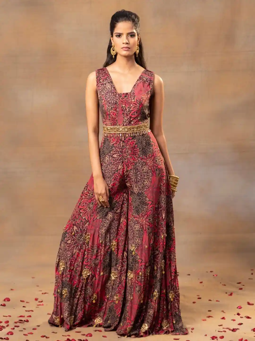 Buy Mehak Murpana Floral Printed Basic Jumpsuit with Ruffles