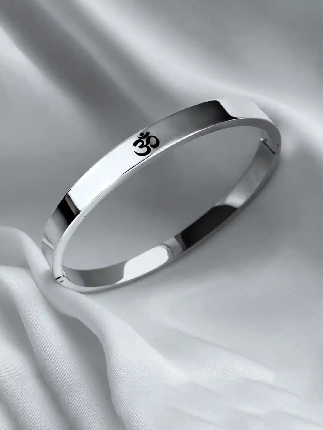 Buy MEENAZ Men Temple Silver-Plated Anti Tarnish Om Kada Bracelet