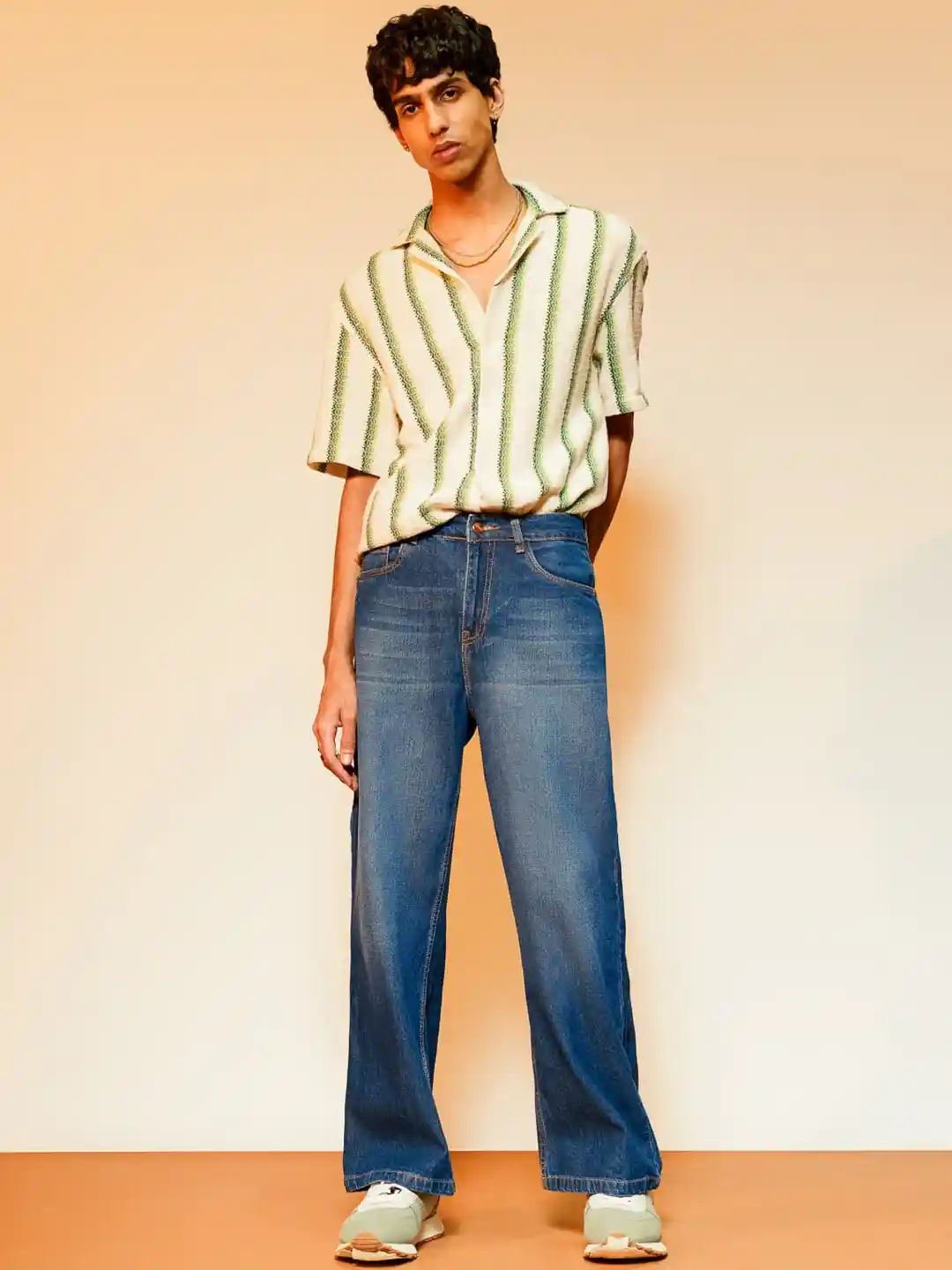 Buy FREAKINS Blue Men Wide Leg High-Rise Heavy Fade Pure Cotton