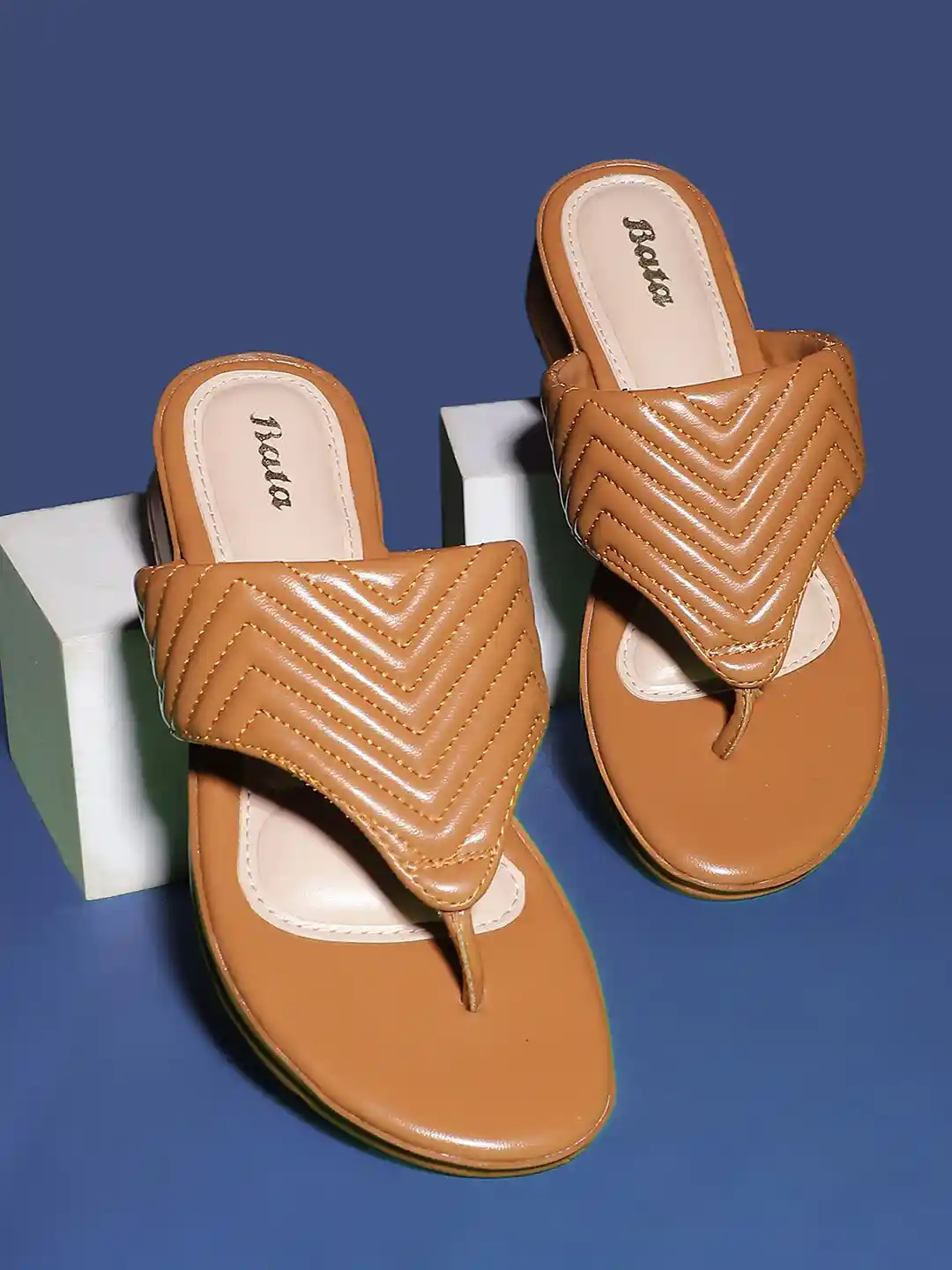 Buy Bata Textured Open Toe T-Strap Flats Flats for Women