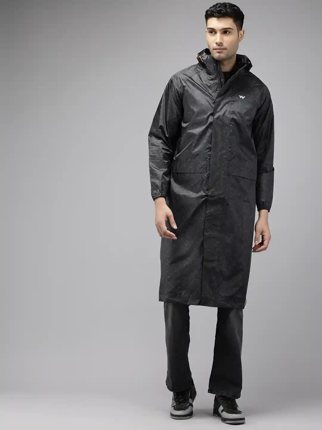 Buy Wildcraft DOTED CAMO Printed Hooded Longline Rain Jacket