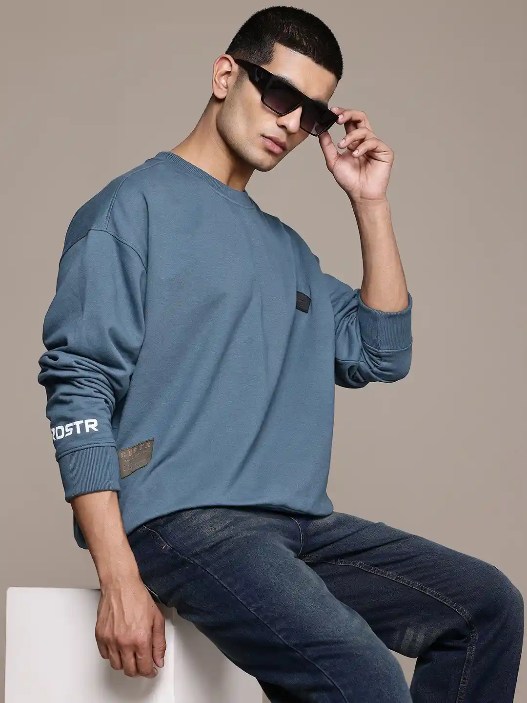 Buy The Roadster Lifestyle Oversized Fit Solid Drop-Shoulder