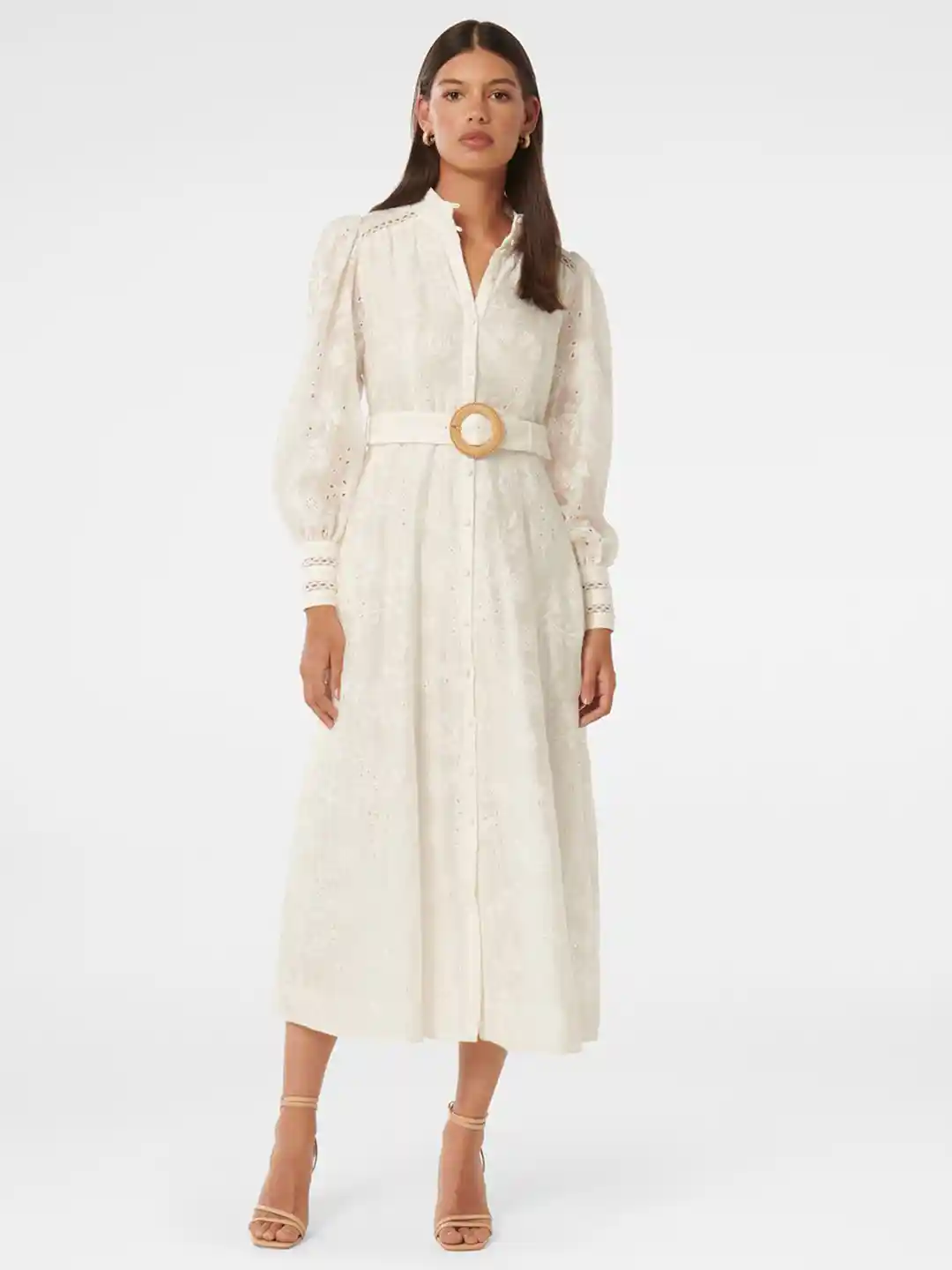Buy Forever New Schiffli Shirt Midi Dress With Belt Dresses for