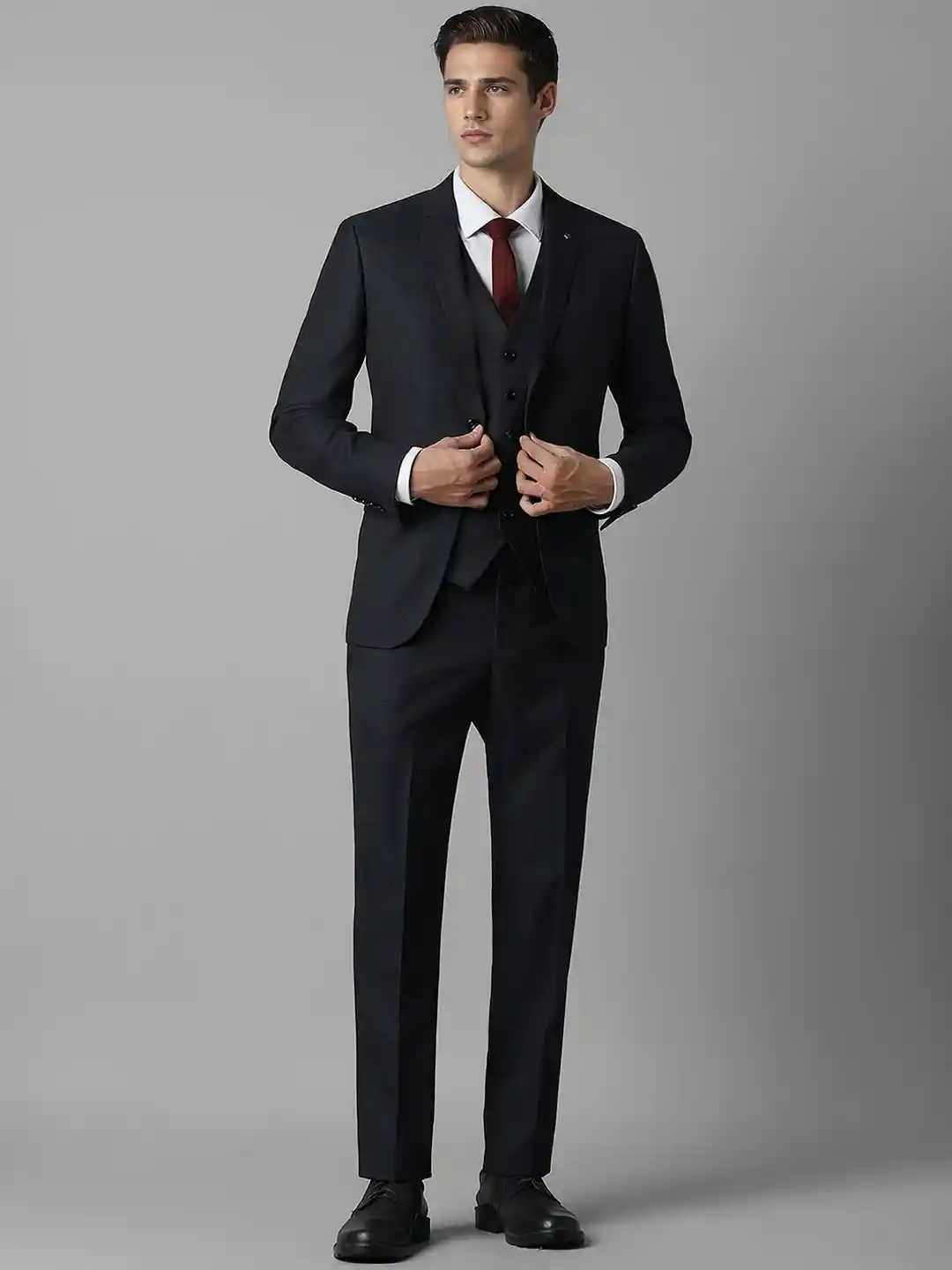 Buy Louis Philippe Checked Slim Fit Three-Piece Formal Suit