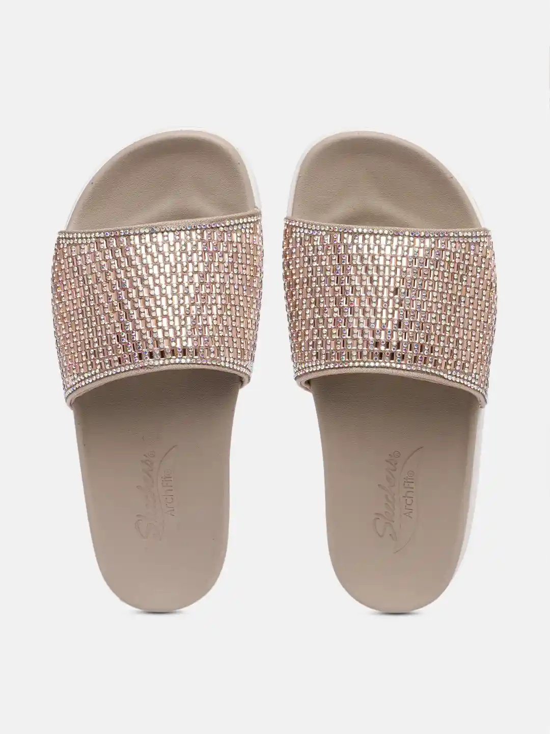 Ladies Skechers Skechers Rose Gold Flip Flops ON-THE-GO 600 GLISTENING