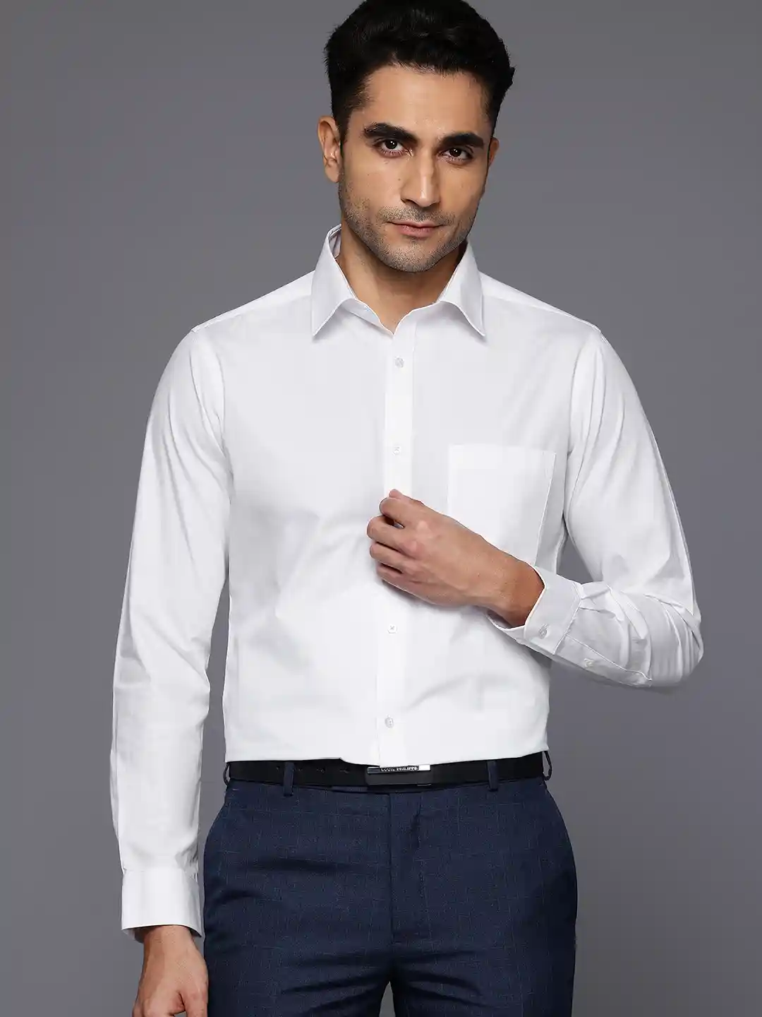 Buy Raymond Pure Cotton Slim Fit Opaque Formal Shirt Shirts for