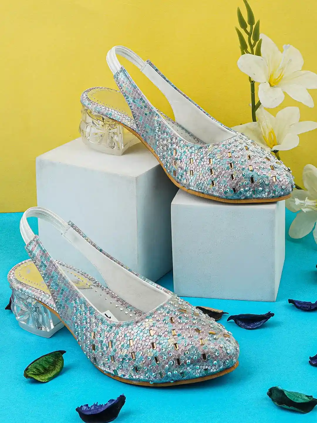 BAESD Girls Embellished Block Heeled Pumps