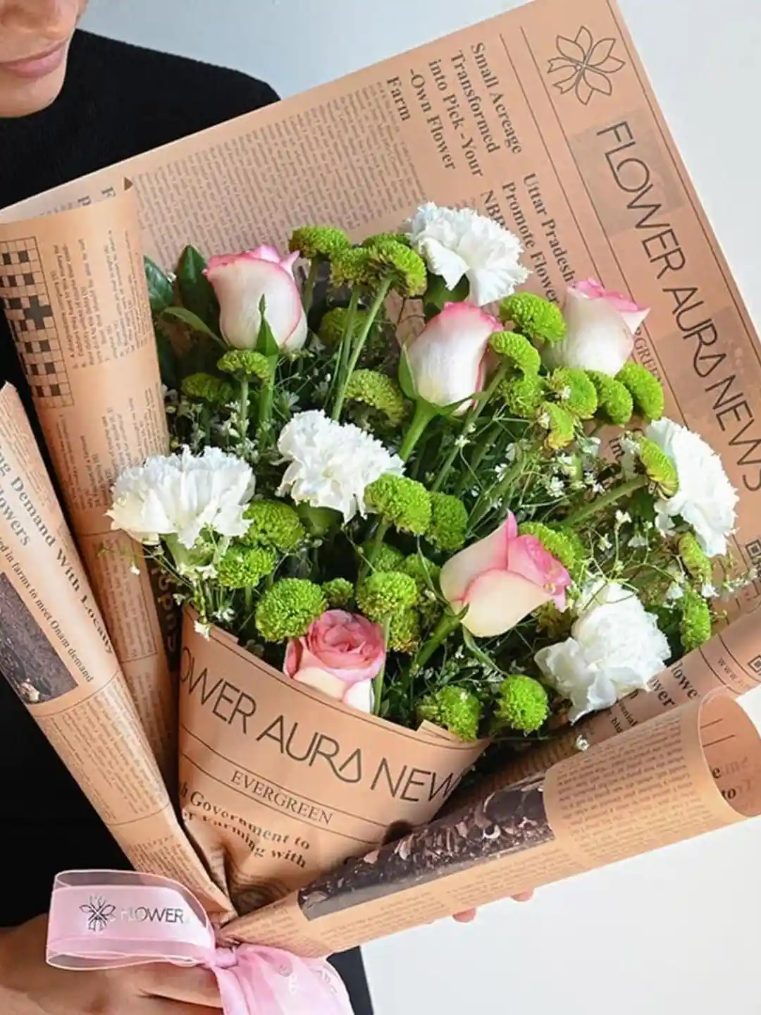 Buy Floweraura Pink 15 Pieces Flower Bouquet Roses Carnation