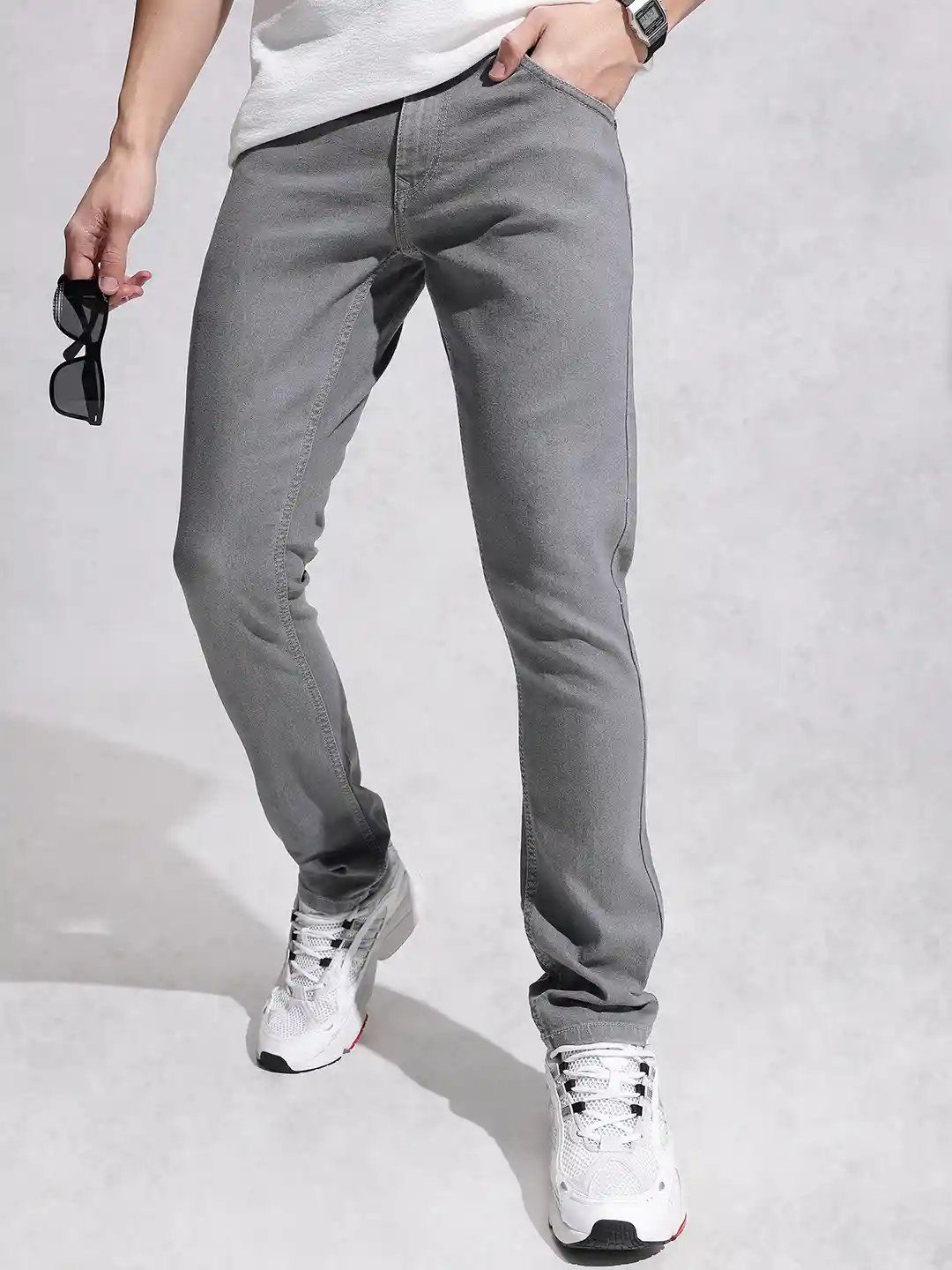 Grey Color Straight Fit Jeans Buy WROGN Men Straight Fit