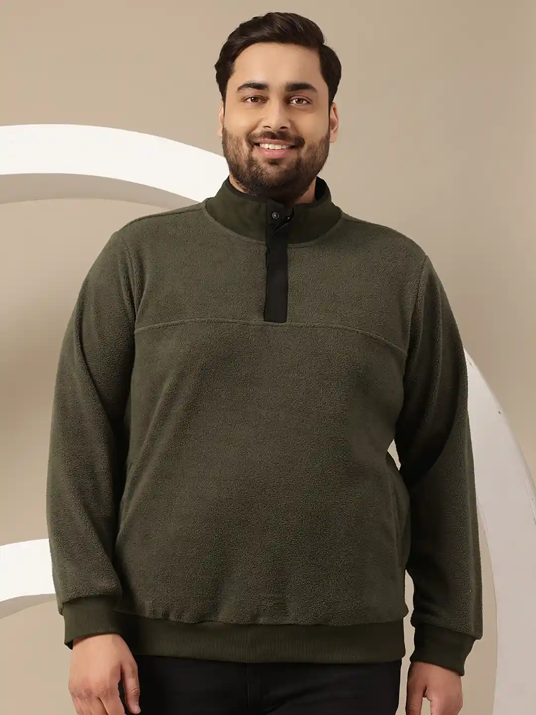 Buy Sztori Plus Size Mock Collar Sweatshirt - Sweatshirts for Men