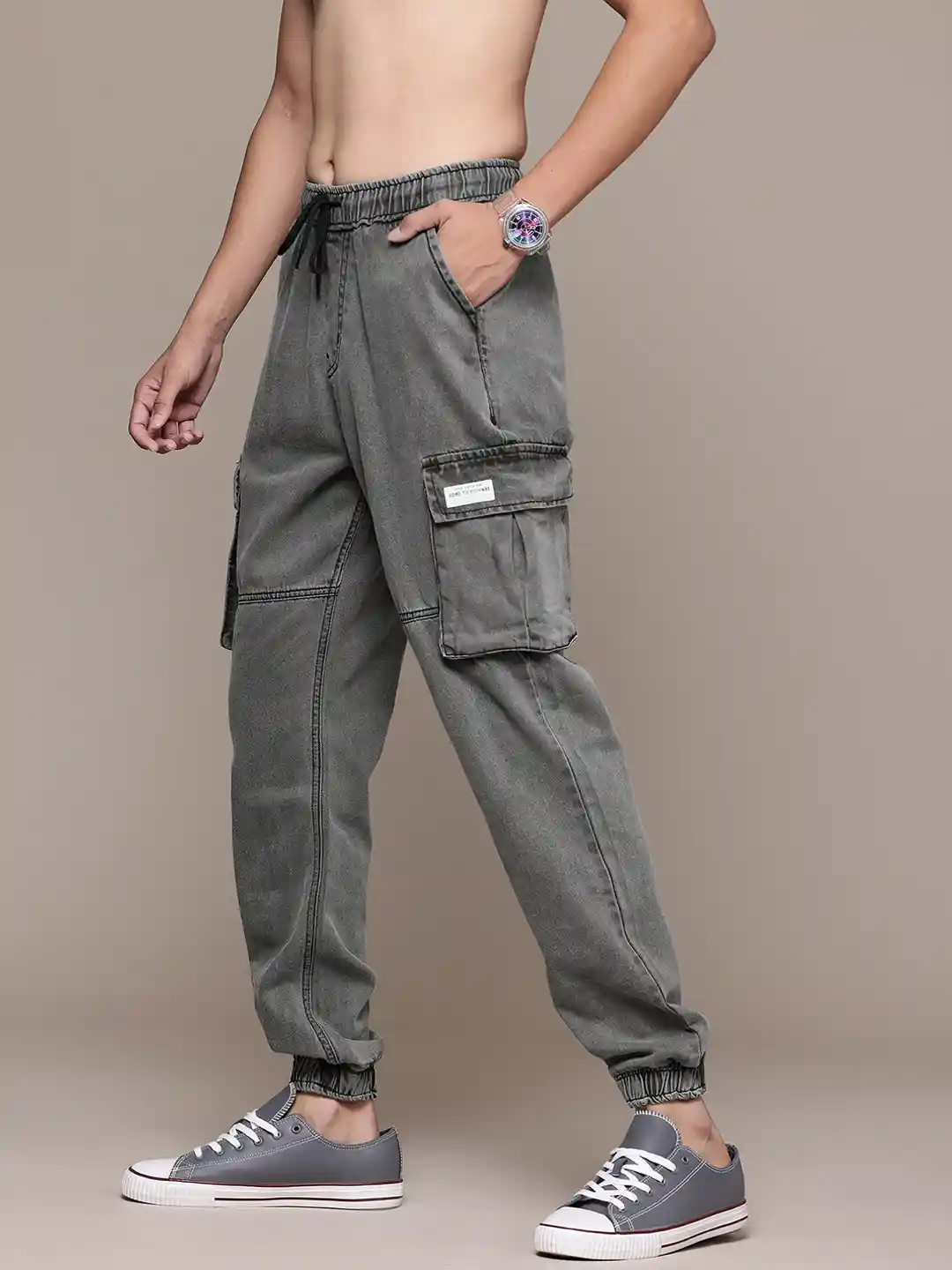 Buy The Roadster Lifestyle Men Pure Cotton Cargo Style Jogger